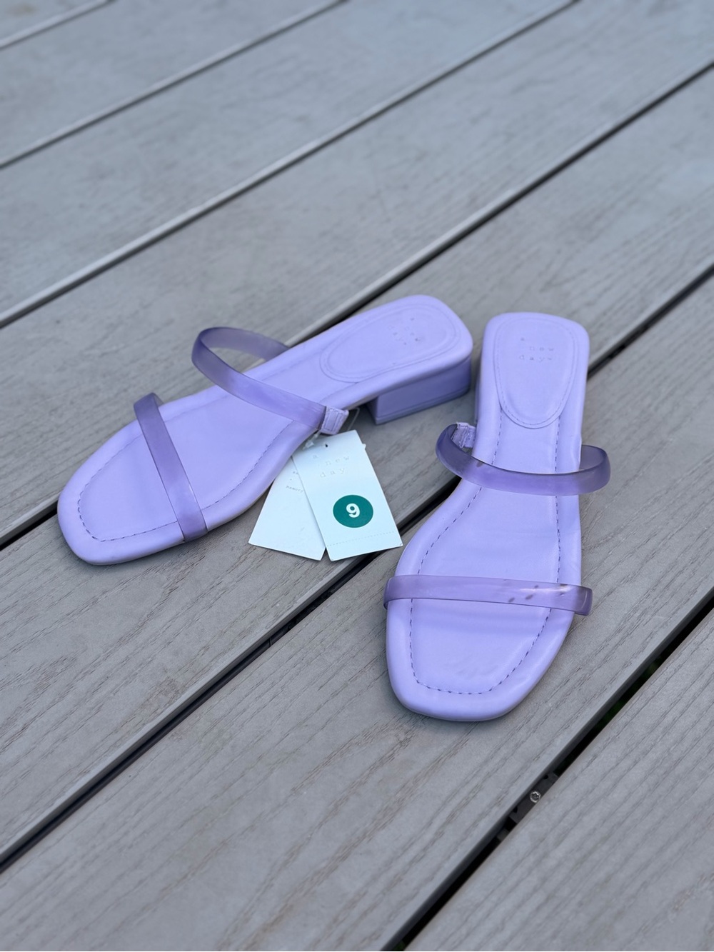 a new day Lavender Clear-Strap Low Block Heel Mules